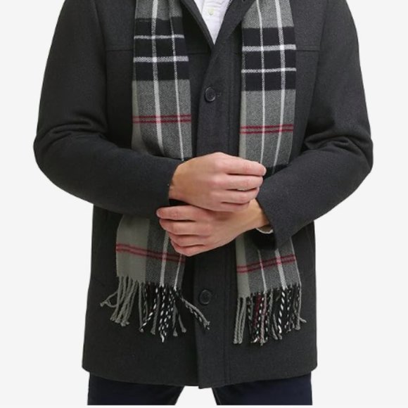 NEW Dockers Mens Weston Wool Blend Scarf Coat VERY SHARP Charcoal 3XL - Picture 3 of 4